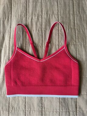 Red Ribbed Bralette with Contrast Trim